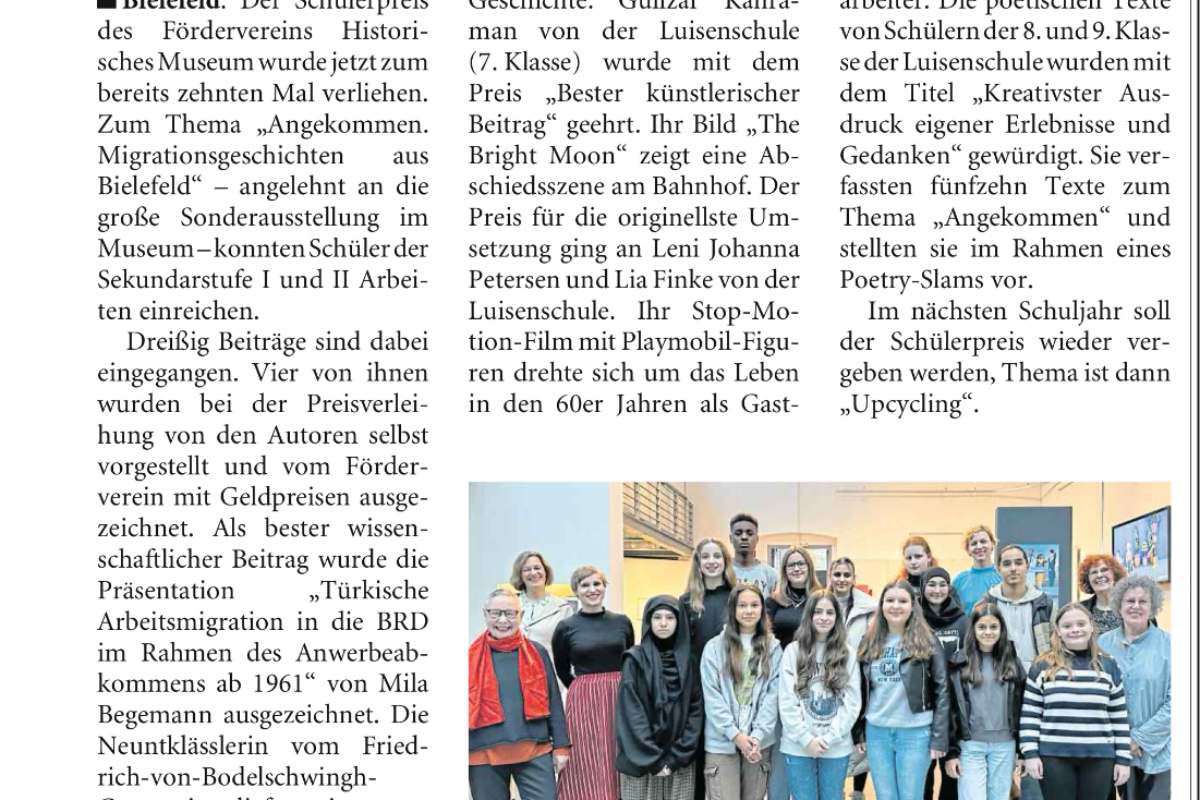 Luisenschule gewinnt Schülerpreise des Historischen Museums