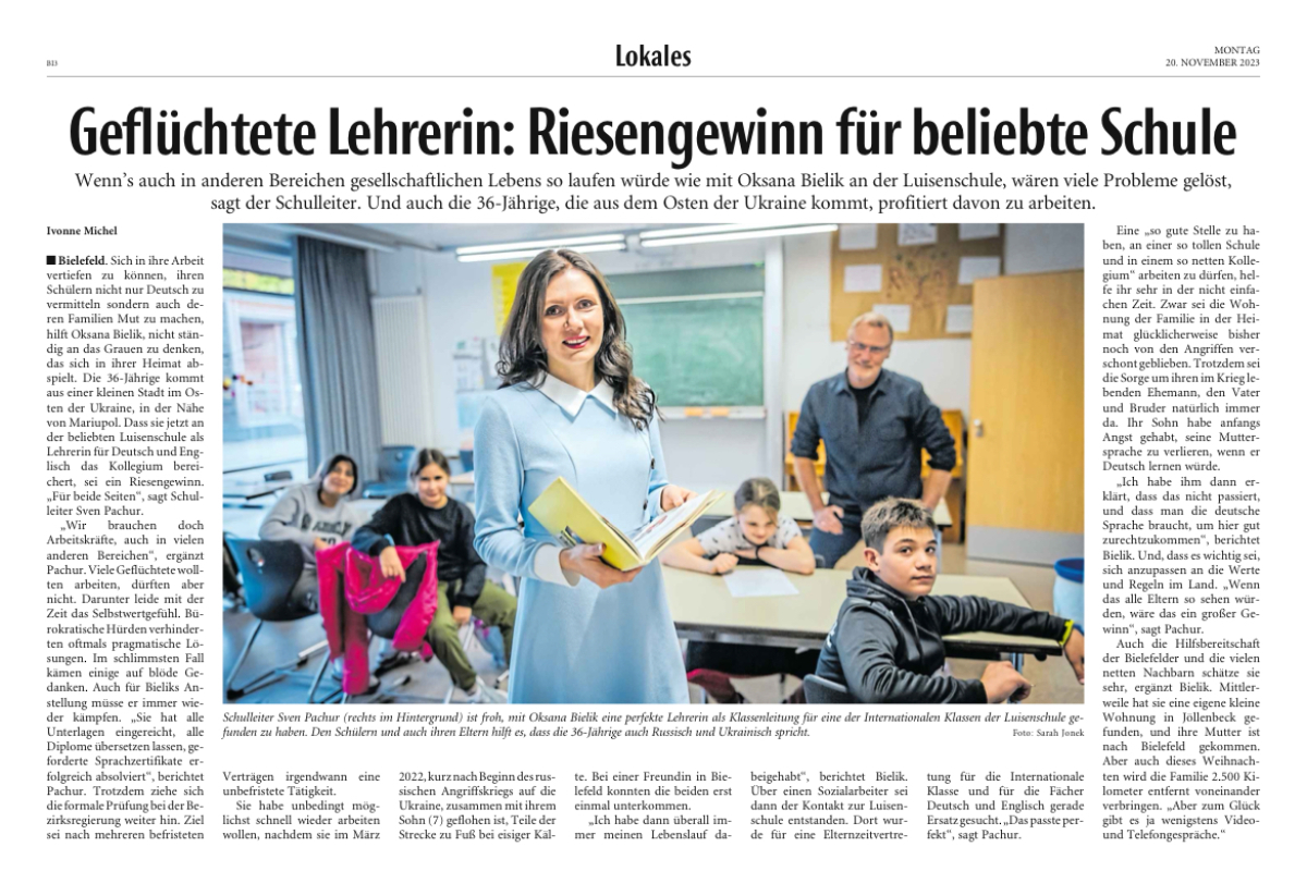 Geflüchtete Lehrerin: Gewinn für beliebte Schule