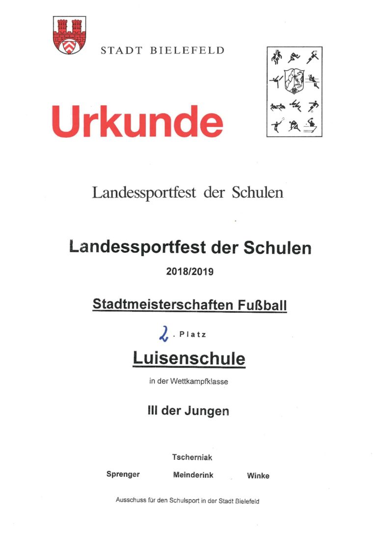 Luisenschule erreicht den 2. Platz bei den diesjähirgen Fußball-Stadtmeisterschaften der Jahrgänge 2005-2007